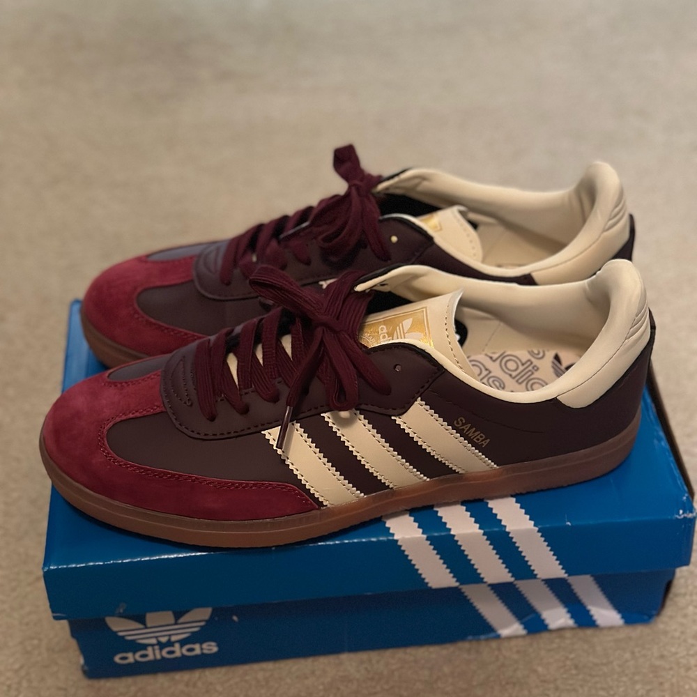 Adidas womens Samba Maroon and Cream Sneakers